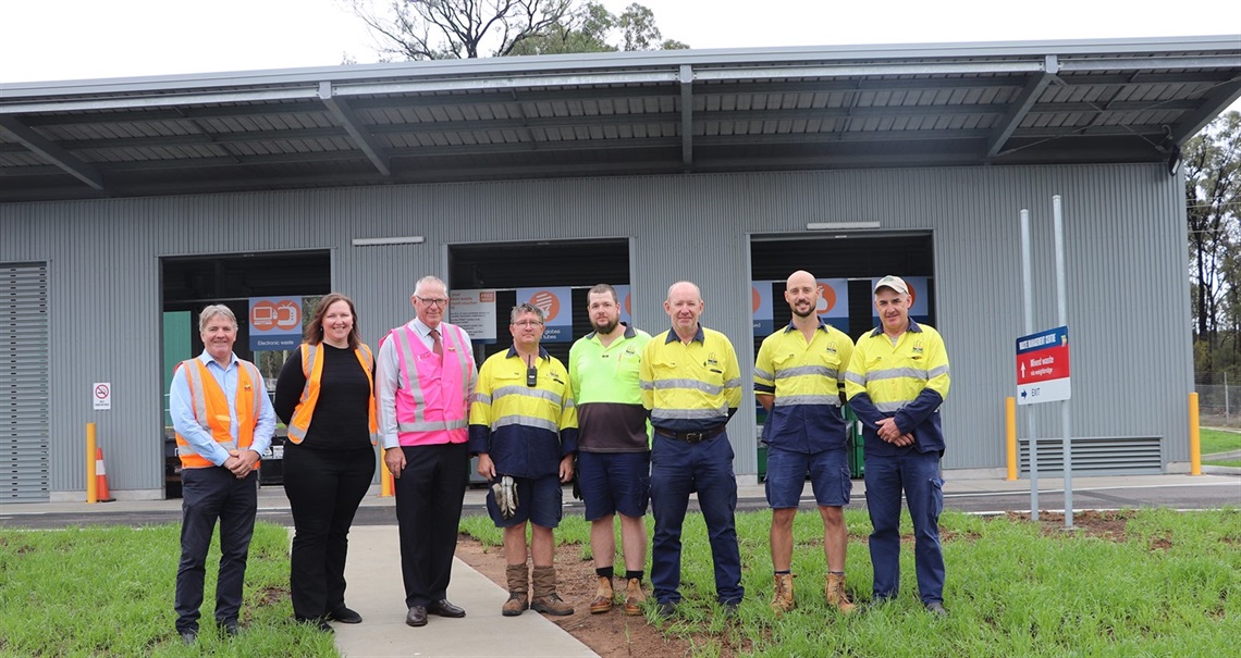 Image of Council's Cessnock Waste Management Centre Project Team with Mayor Bob Pynsent.