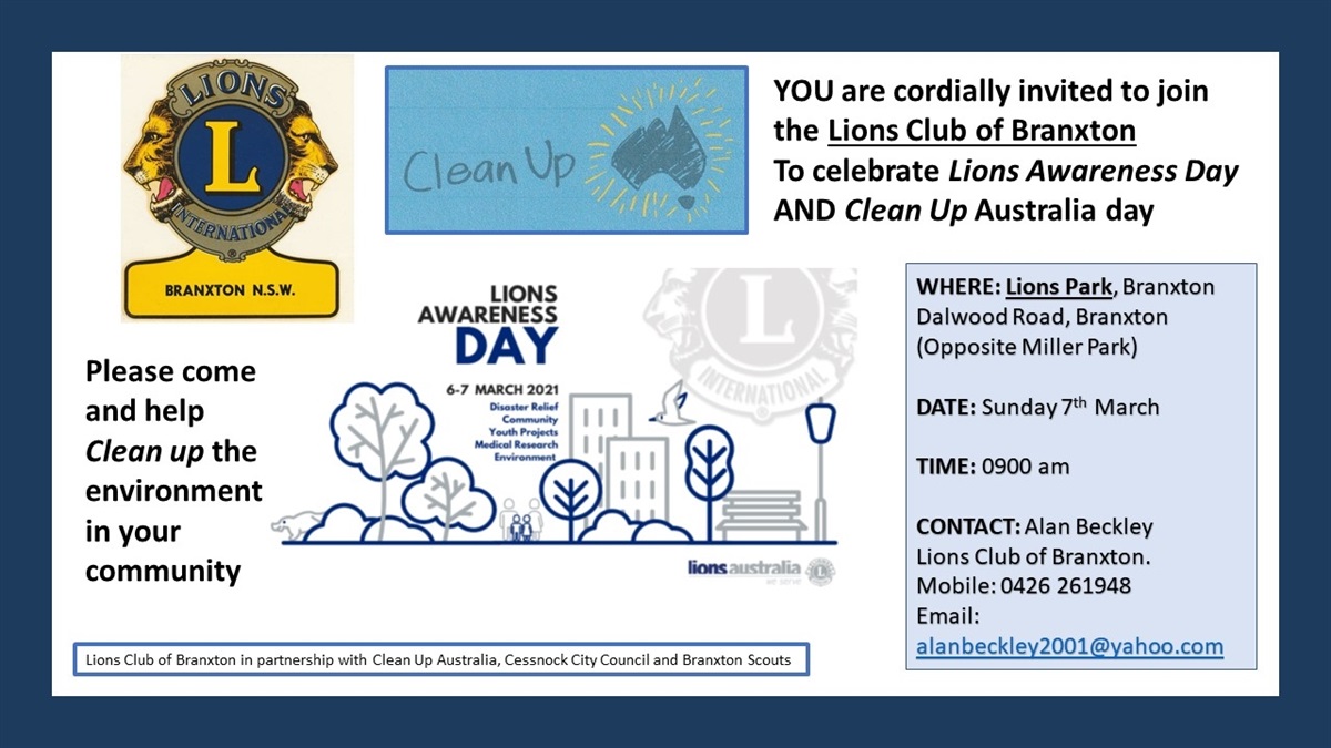 Clean Up Australia and Lions Awareness Day Cessnock City Council